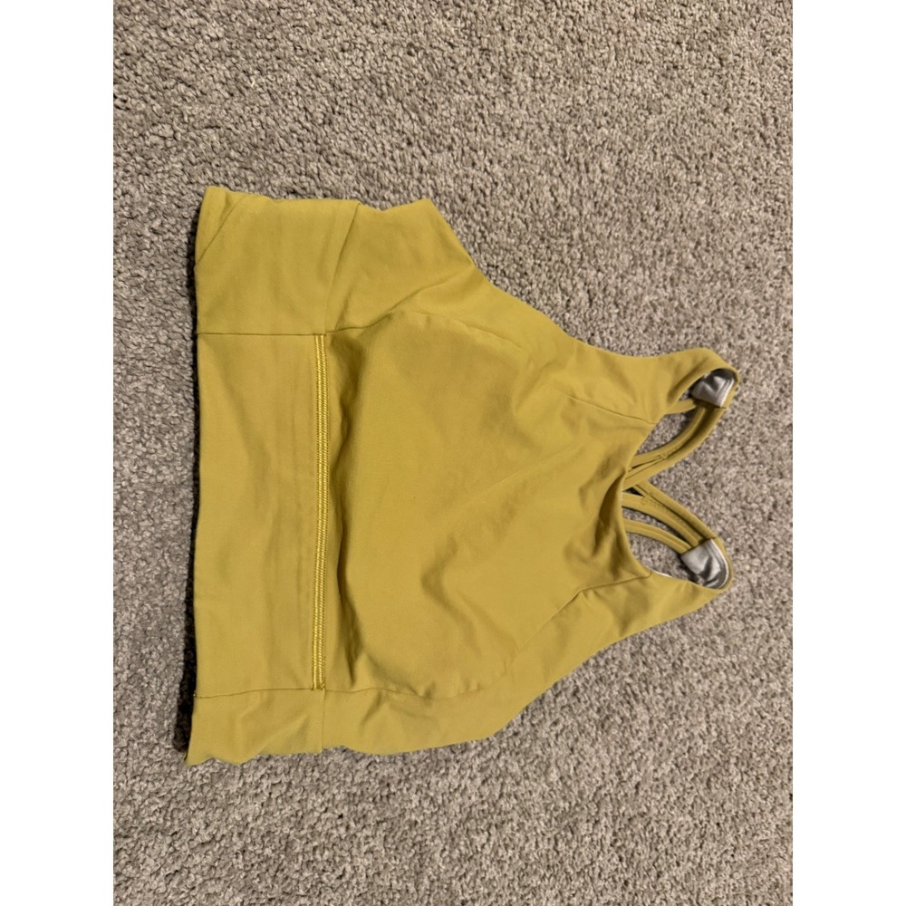 Lululemon Free To Be Serene Bra High Neck Mustard Yellow Gold Strappy Size 6